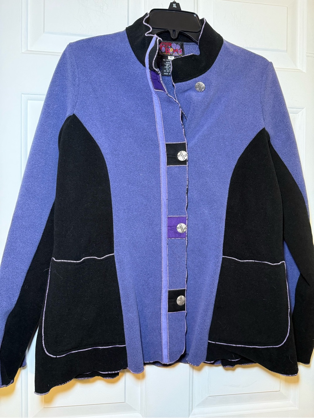 Vintage Red Rover XS Purple & Black Colorblock Fleece Jacket Pockets